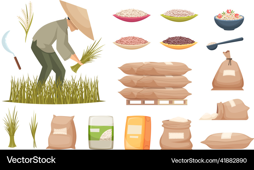Rice bags agricultural products brown and white Rice bags agricultural products brown and white vector image