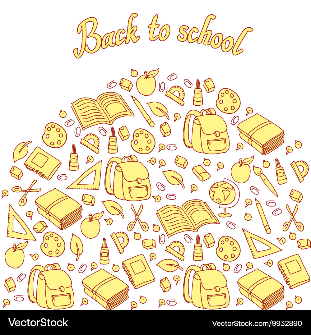Seamless pattern with set of different school Vector Image