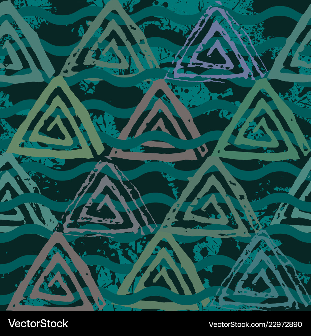 Seamless pattern with textured triangles Seamless pattern with textured triangles vector image