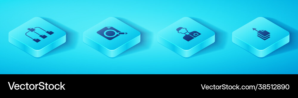 Set isometric folder tree search concept Set isometric folder tree search concept vector image