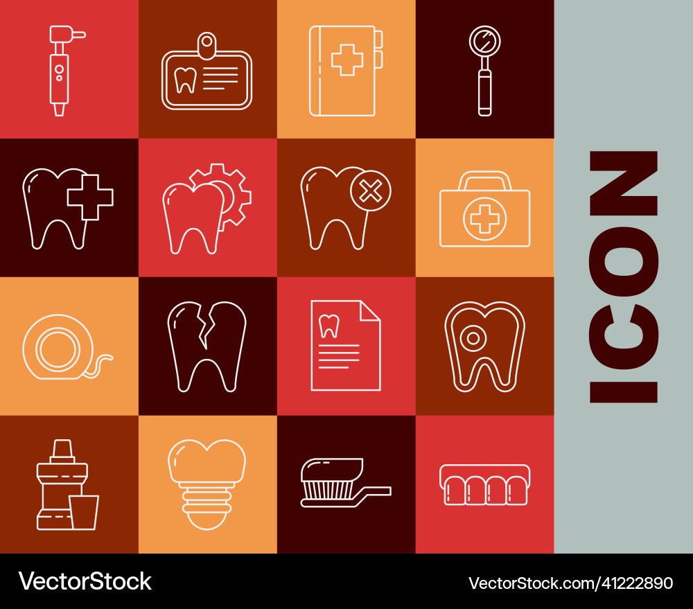 Set line dentures model tooth with caries first Vector Image