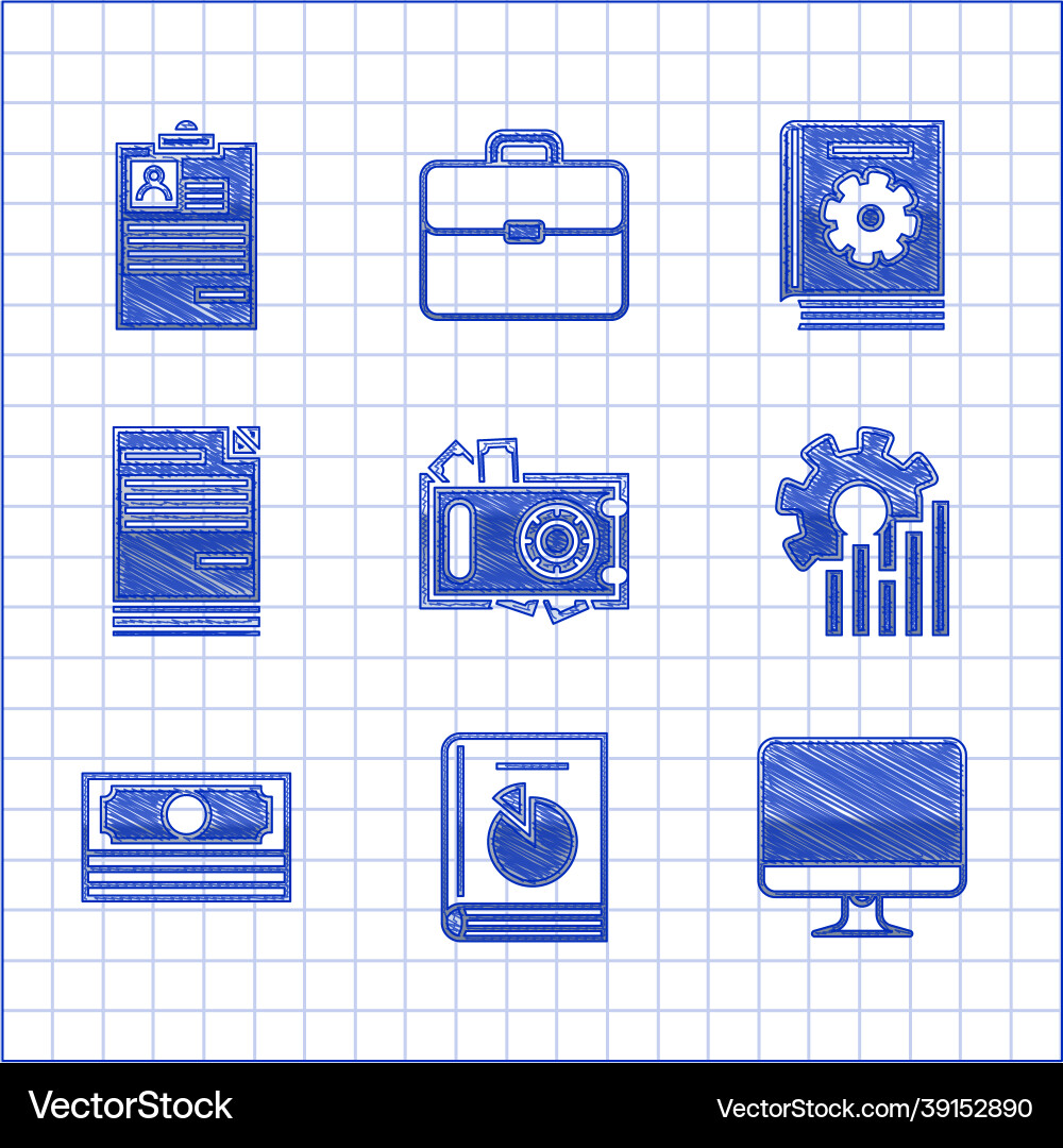 Set safe and money user manual computer monitor Set safe and money user manual computer monitor vector image