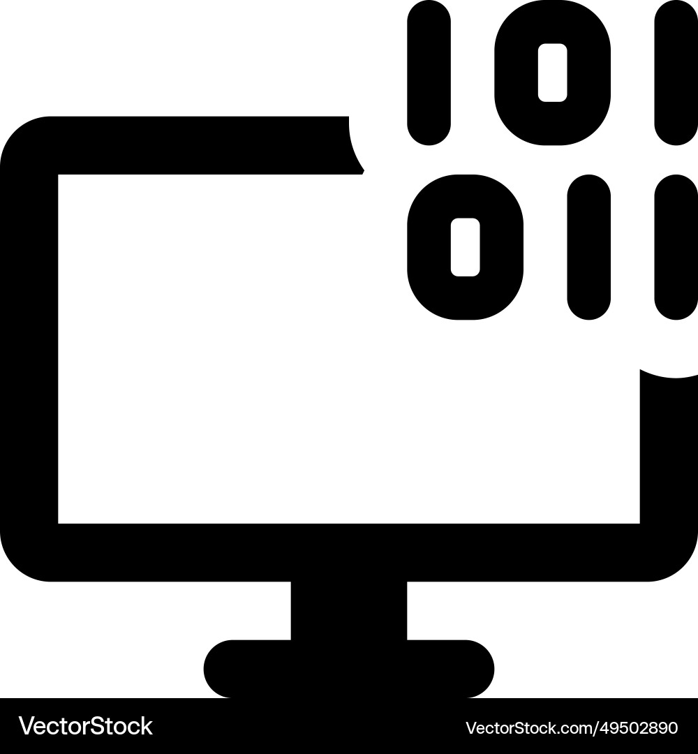 Showing data in binary format on monitor vector image