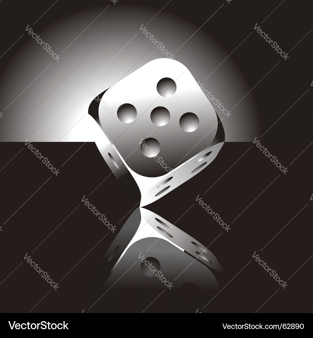 Silver Dice Reflection Vector Image