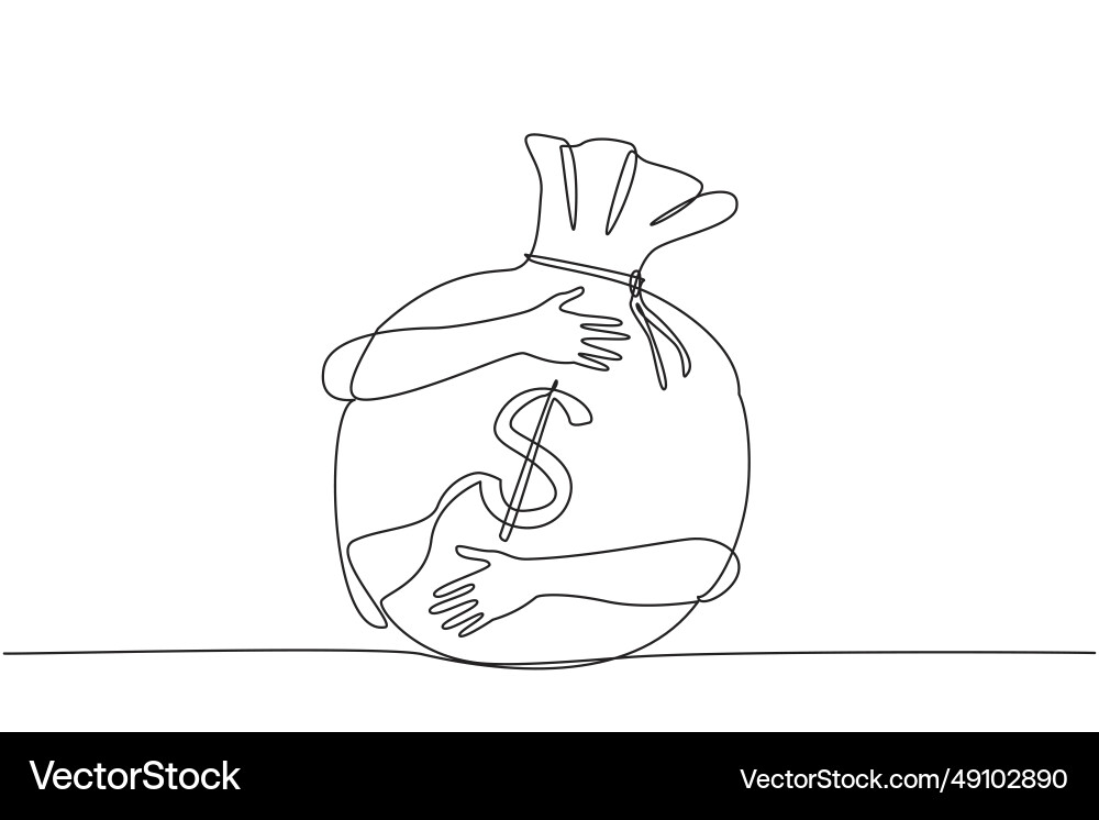 Single continuous line drawing of hands hugging Single continuous line drawing of hands hugging Vector Image