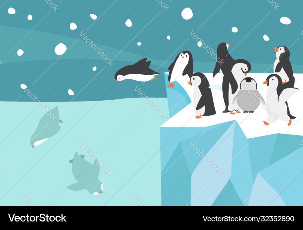 Winter north pole arctic penguin group small Winter north pole arctic penguin group small vector image