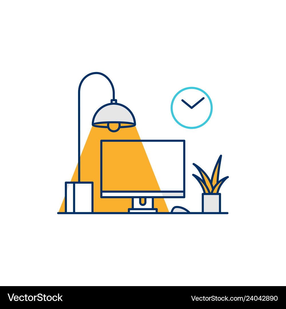 Working desk computer setup icon line outline Working desk computer setup icon line outline vector image