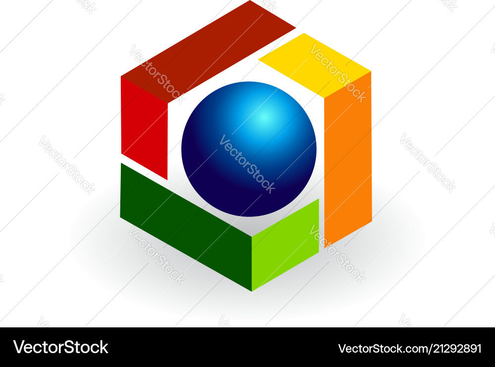 Abstract colorful cube with sphere icon Vector Image
