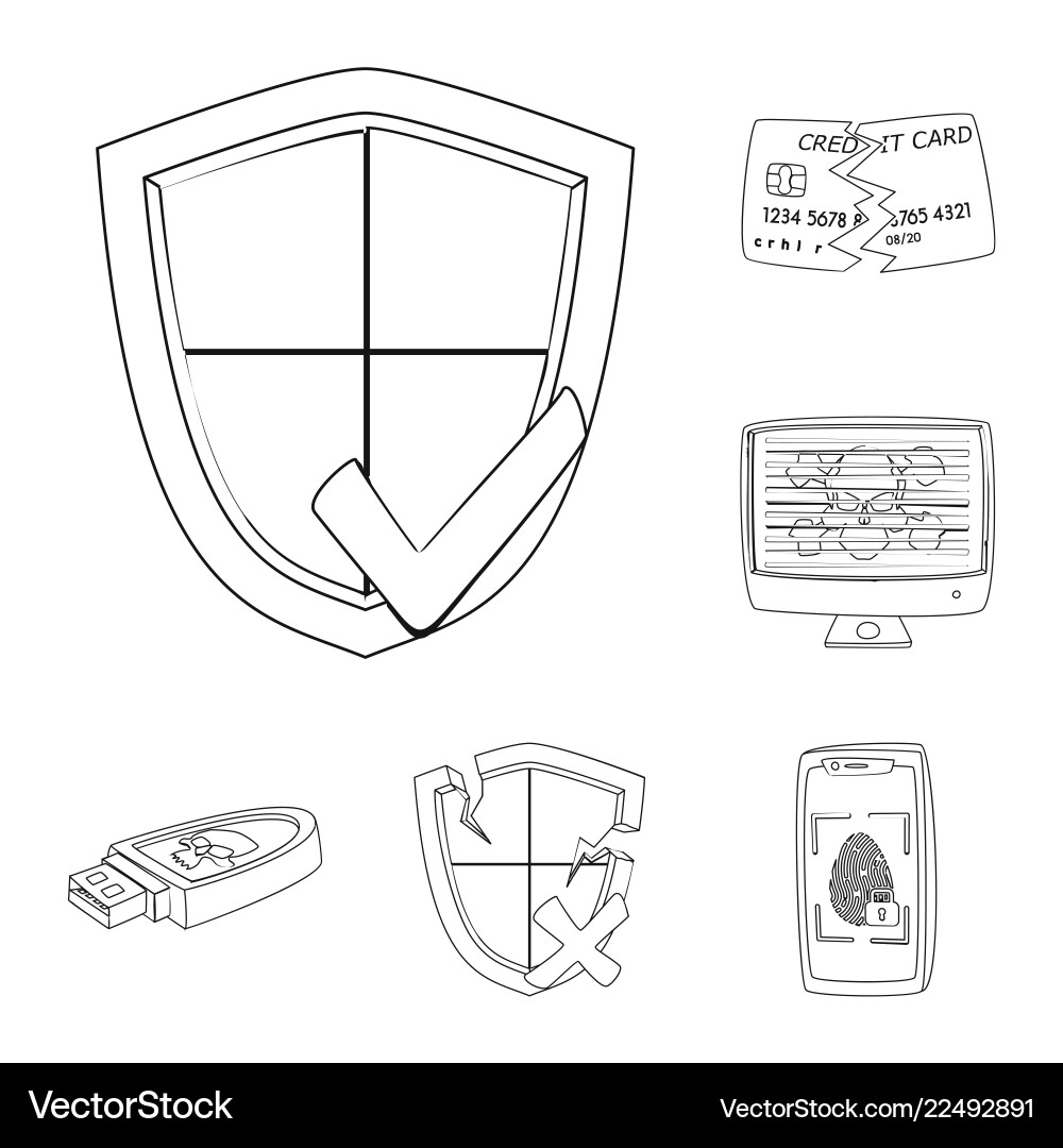 Design of virus and secure sign collection Design of virus and secure sign collection vector image