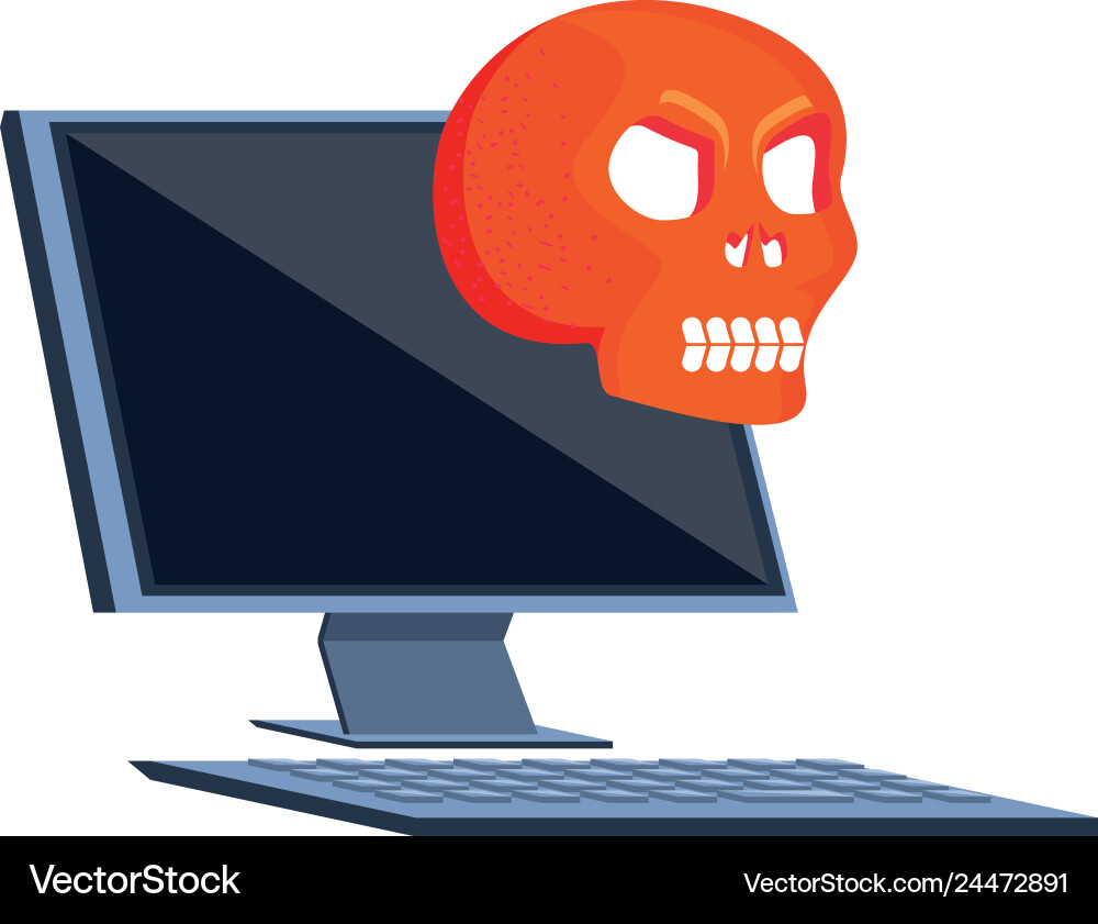 Desktop computer with virus attack vector image