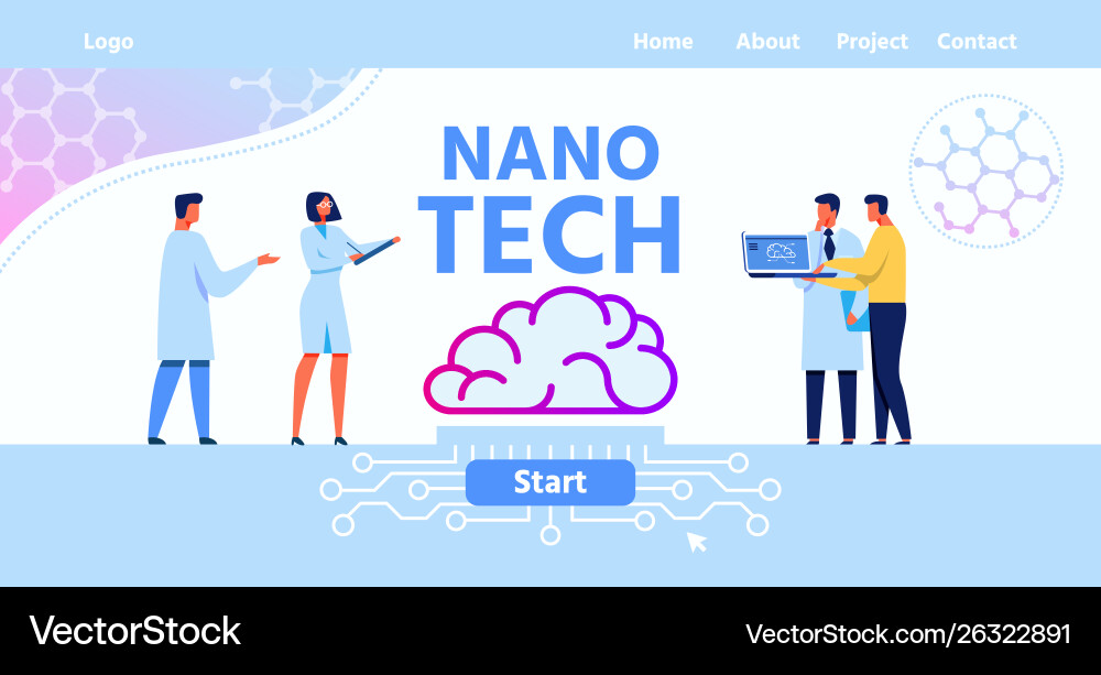 Flat landing page for nano tech brain laboratory Vector Image