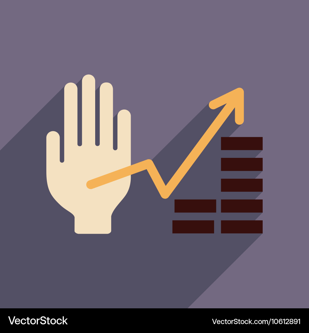 Flat web icon with long shadow hand graph vector image