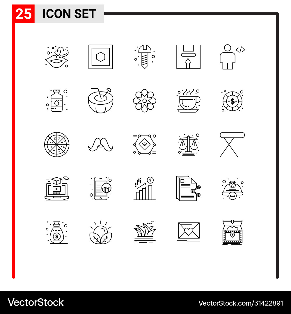 Group 25 modern lines set for code avatar Vector Image