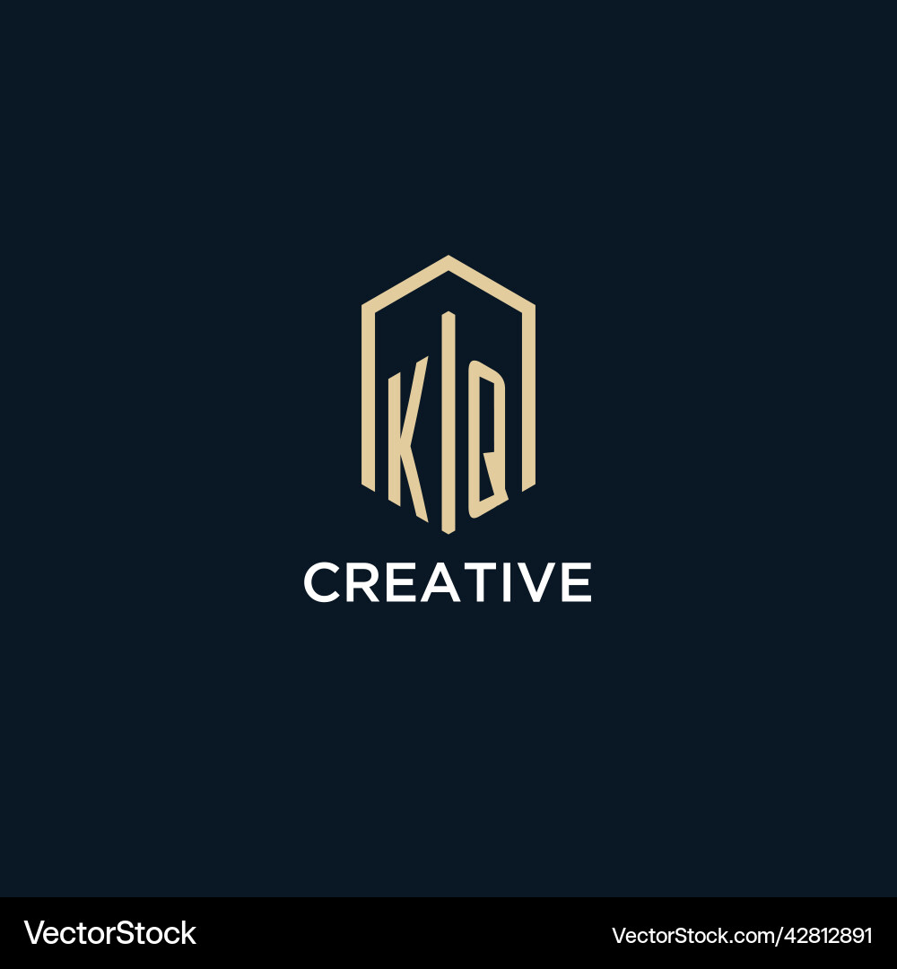 Kq initial monogram logo with hexagonal shape Vector Image