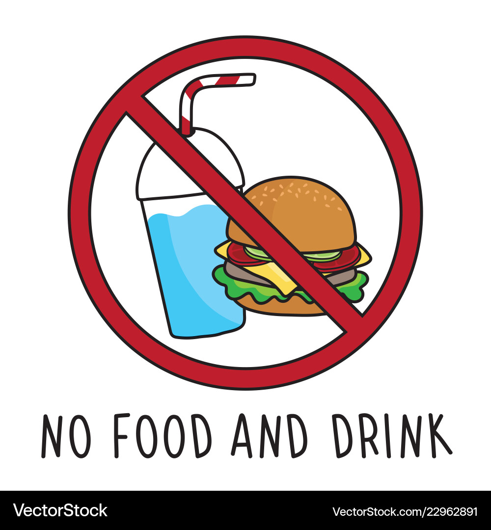 No food and drink allowed area symbol sign vector image