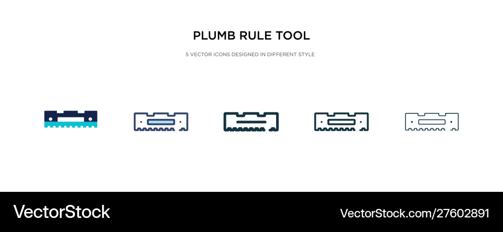Plumb rule tool icon in different style two vector image