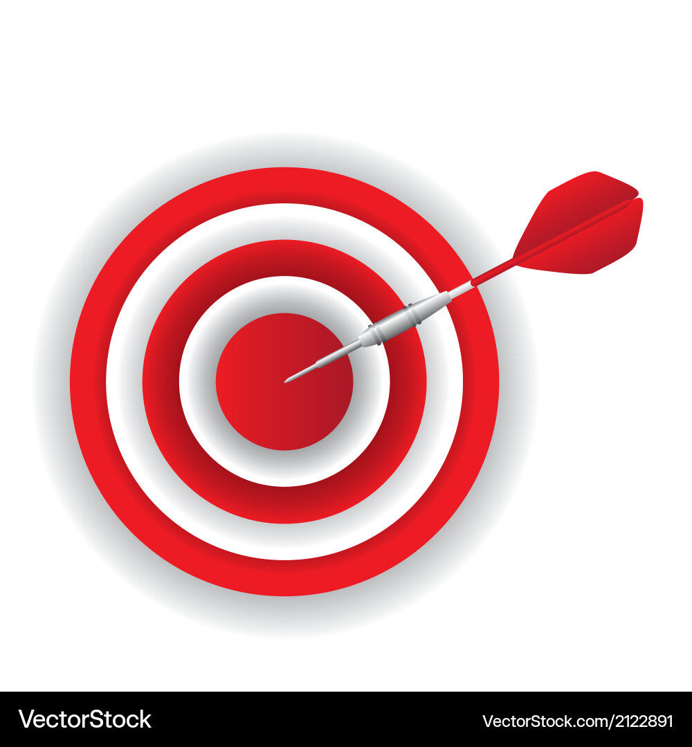 Red dart over dartboard white background vector image