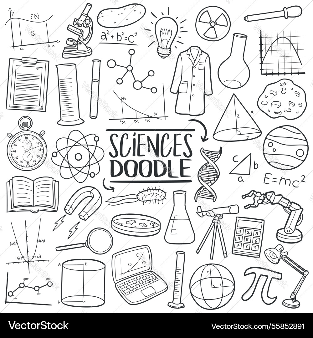 Sciences doodle icons line art Sciences doodle icons line art vector image