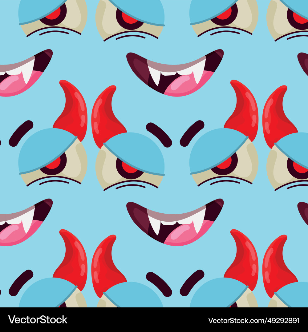 Seamless pattern background with facial expression vector image