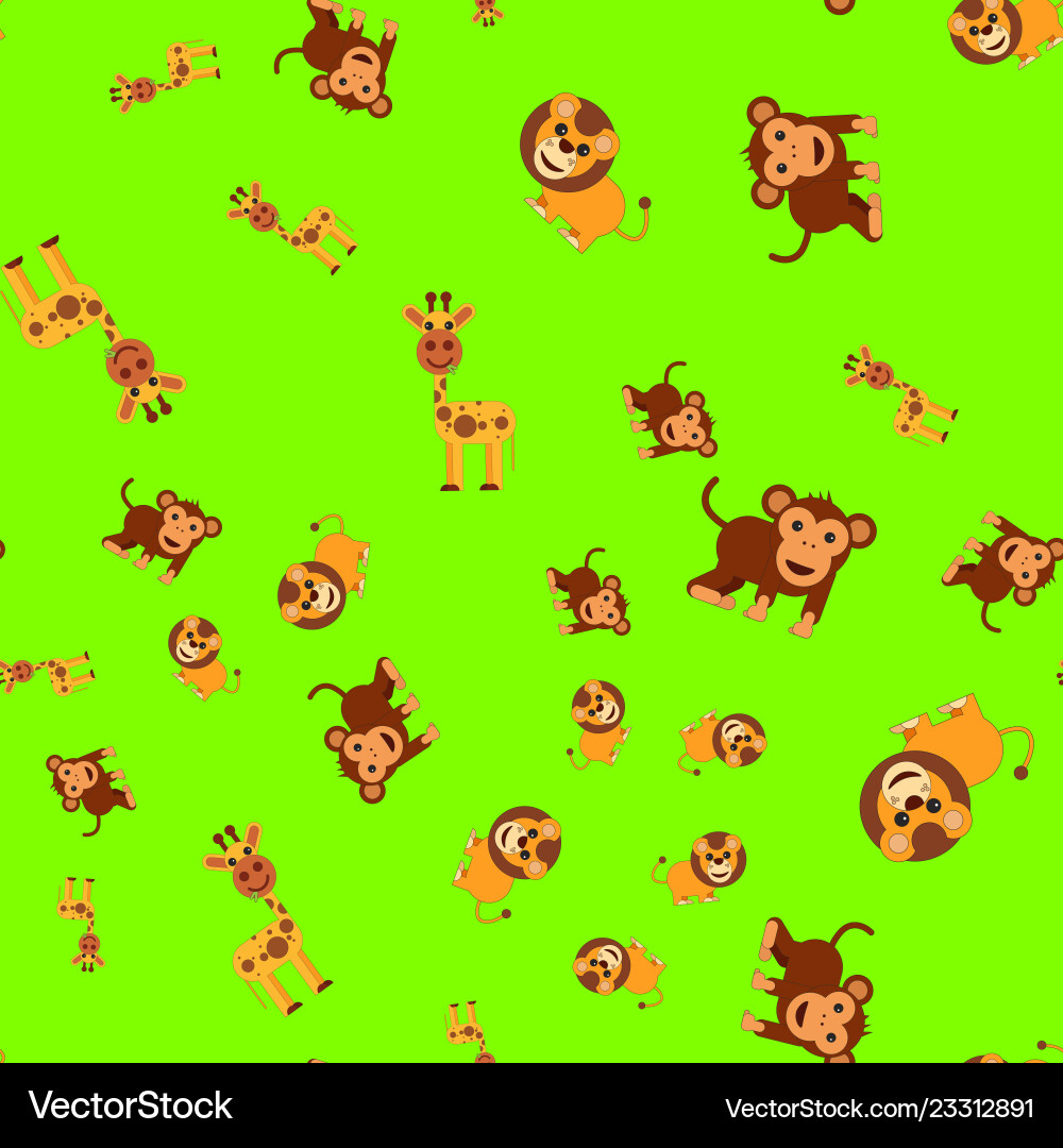 Seamless pattern of giraffe lion and monkey Seamless pattern of giraffe lion and monkey vector image