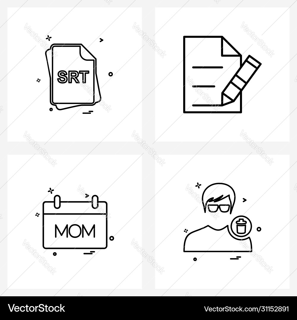 Set 4 einfache Liniensymbole für Web und Print Vektorbild