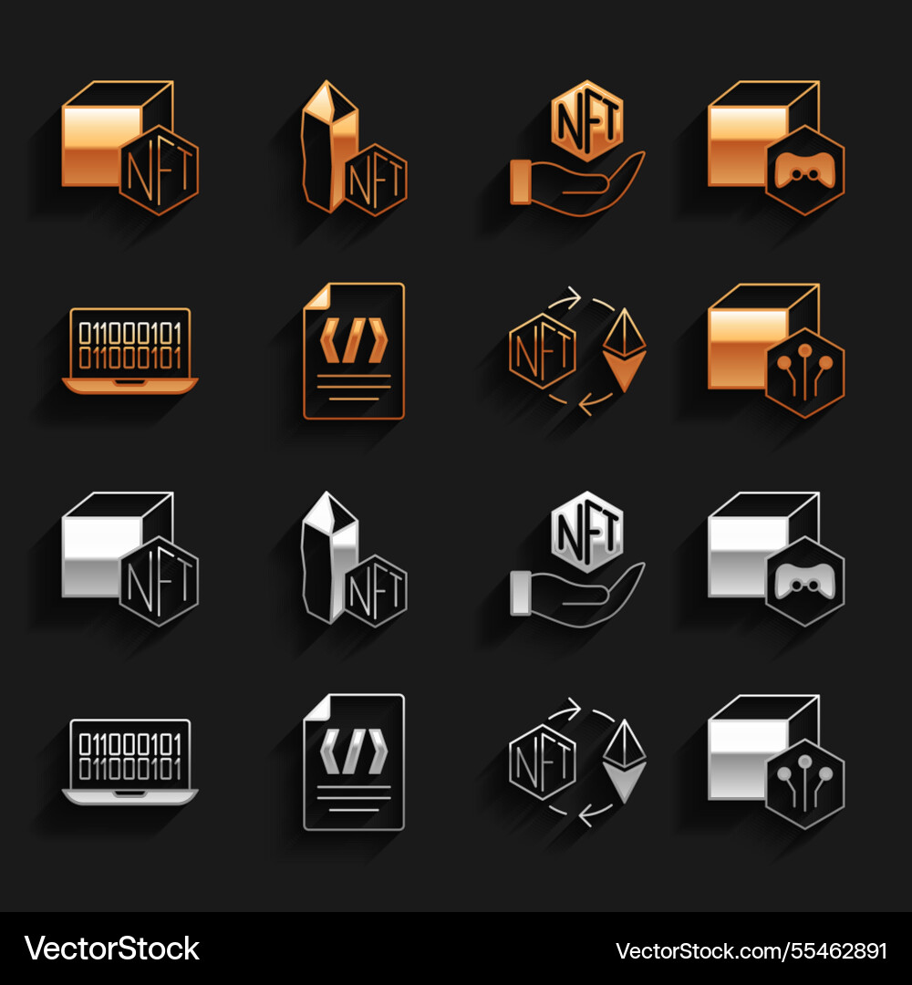 Set binary code nft digital crypto art ethereum Vector Image