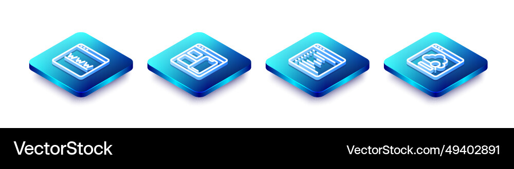 Set isometric line browser window web developer Set isometric line browser window web developer vector image