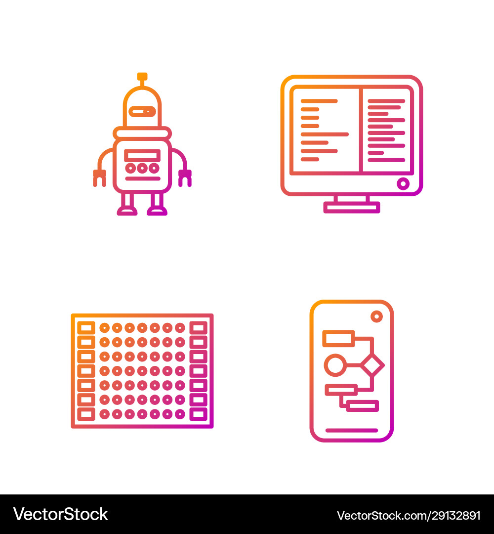 Set line algorithm printed circuit board pcb Set line algorithm printed circuit board pcb vector image