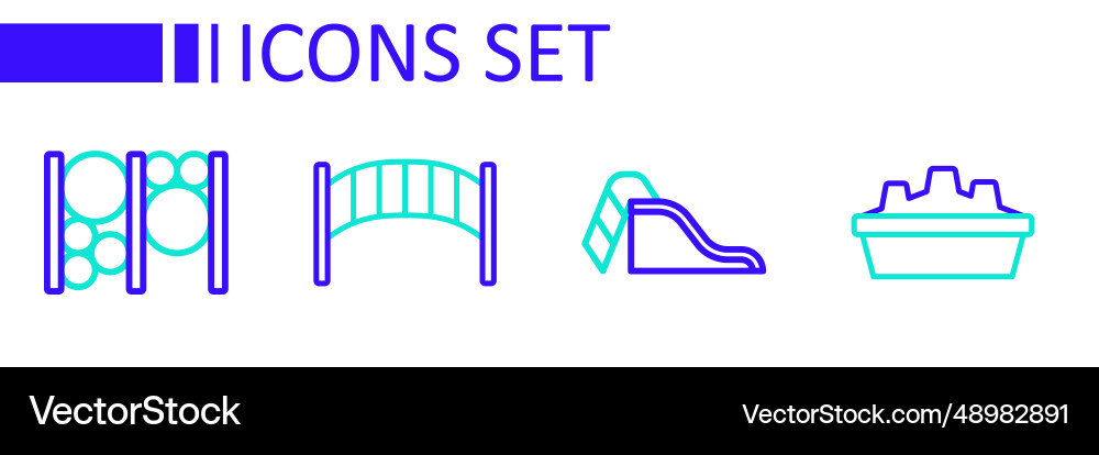 Set line sandbox with sand slide playground Set line sandbox with sand slide playground vector image