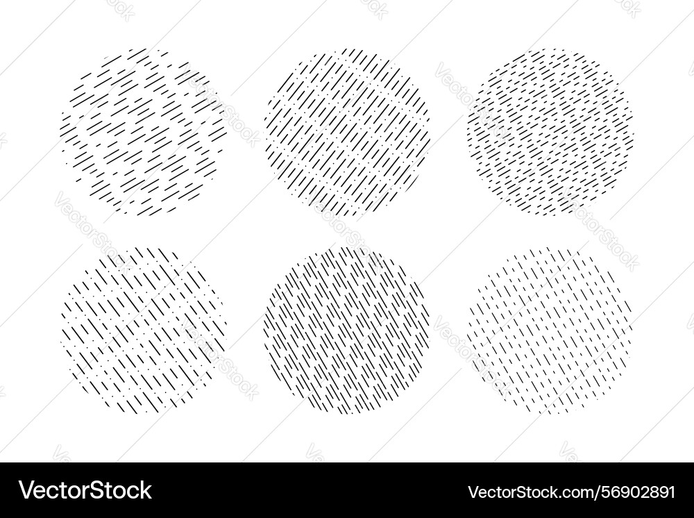 Set of rain patterns in circle shapes interrupted vector image