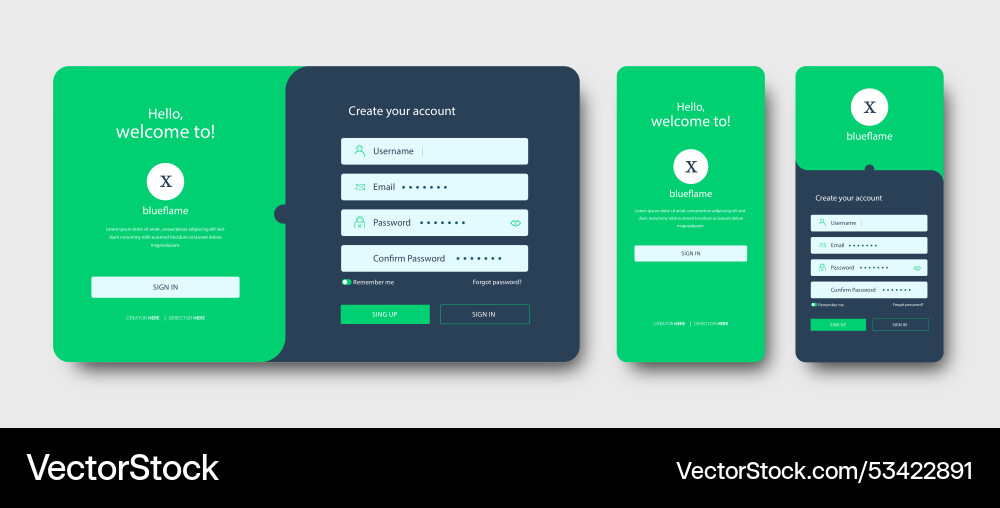 Set of sign up in forms vector image