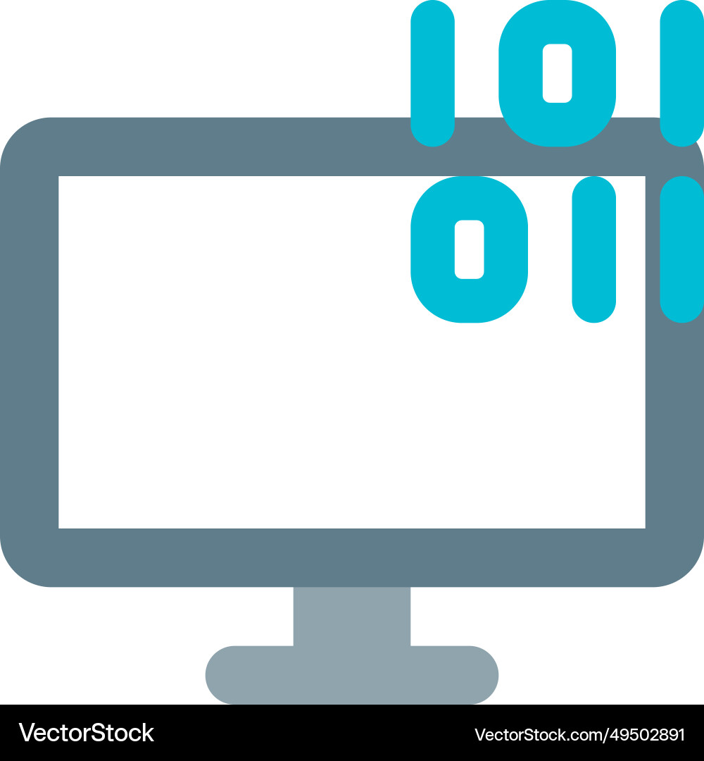 Showing data in binary format on monitor Vector Image