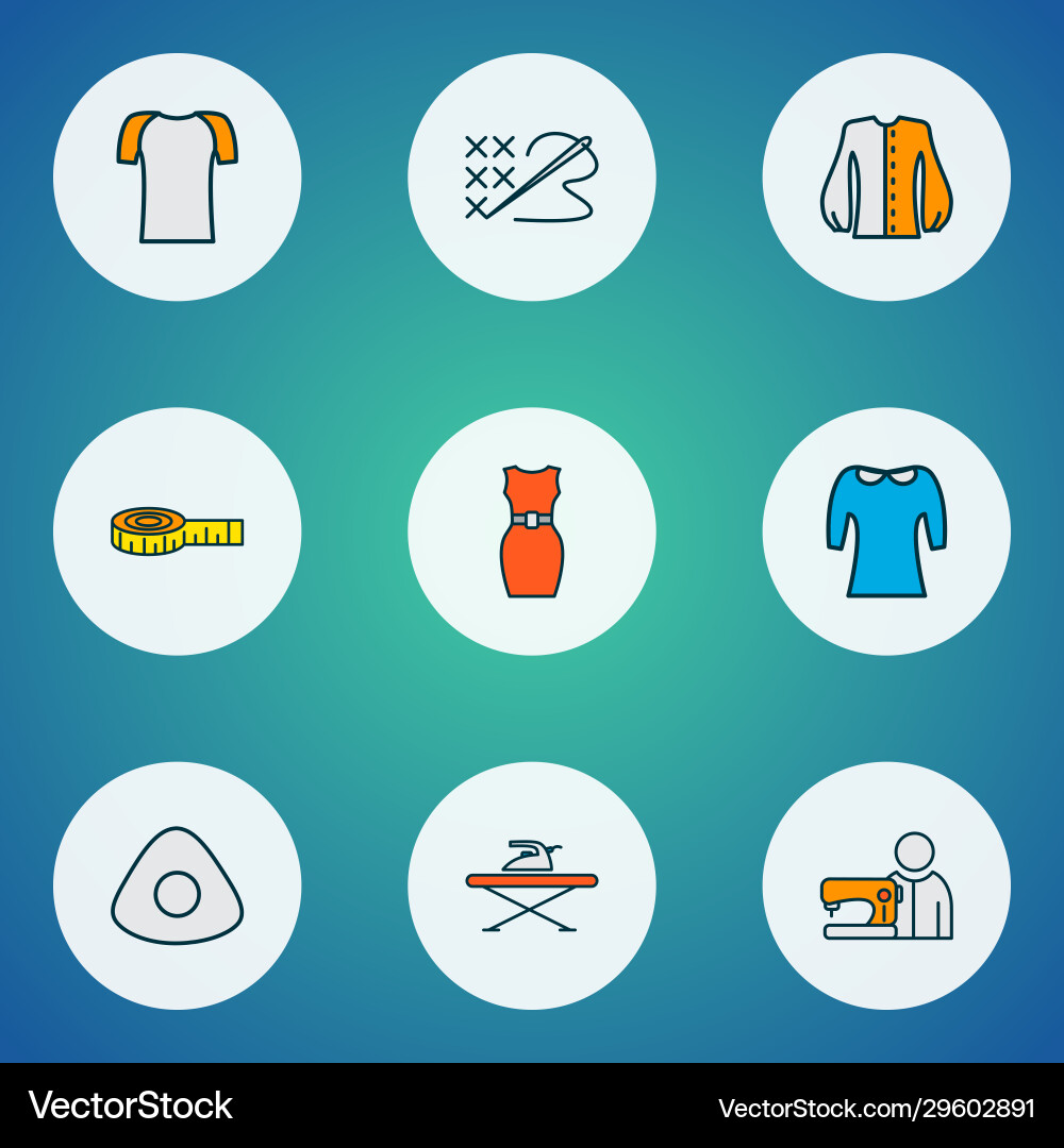 Style icons colored line set with measuring tape Style icons colored line set with measuring tape Vector Image