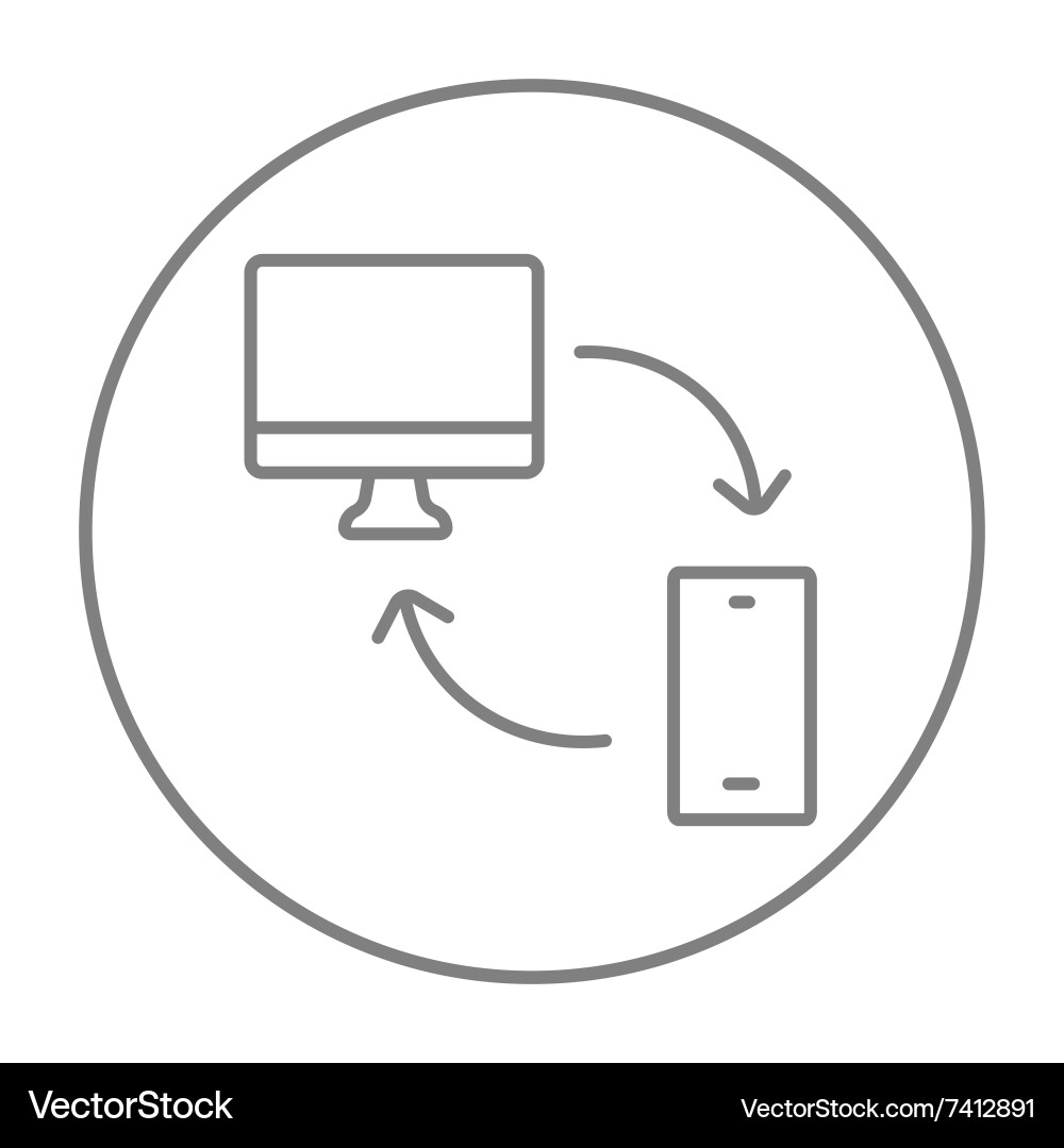 Synchronization computer with mobile device line Vector Image