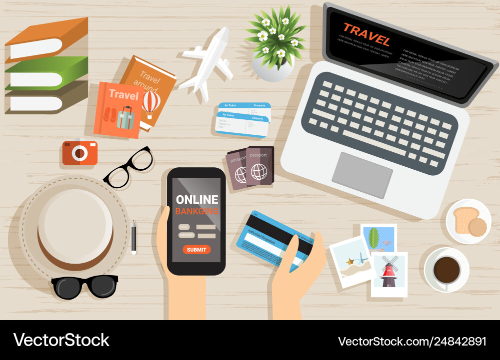 Top view shopping online with computer Vector Image