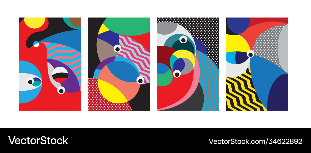 Abstract colorful geometric and curvy pattern vector image