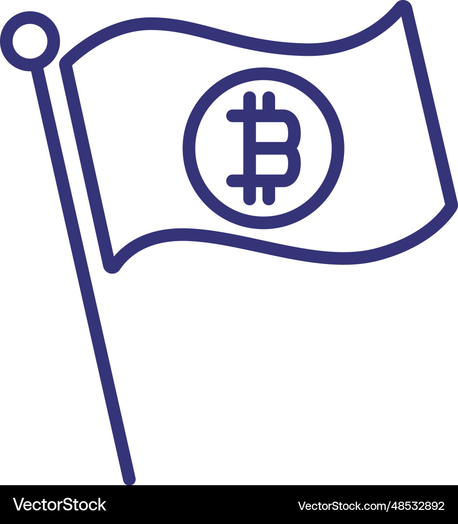 Bitcoin flag line icon Bitcoin flag line icon Vector Image