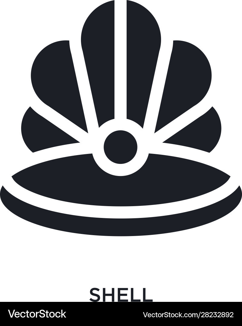 Black shell isolated icon simple element from vector image
