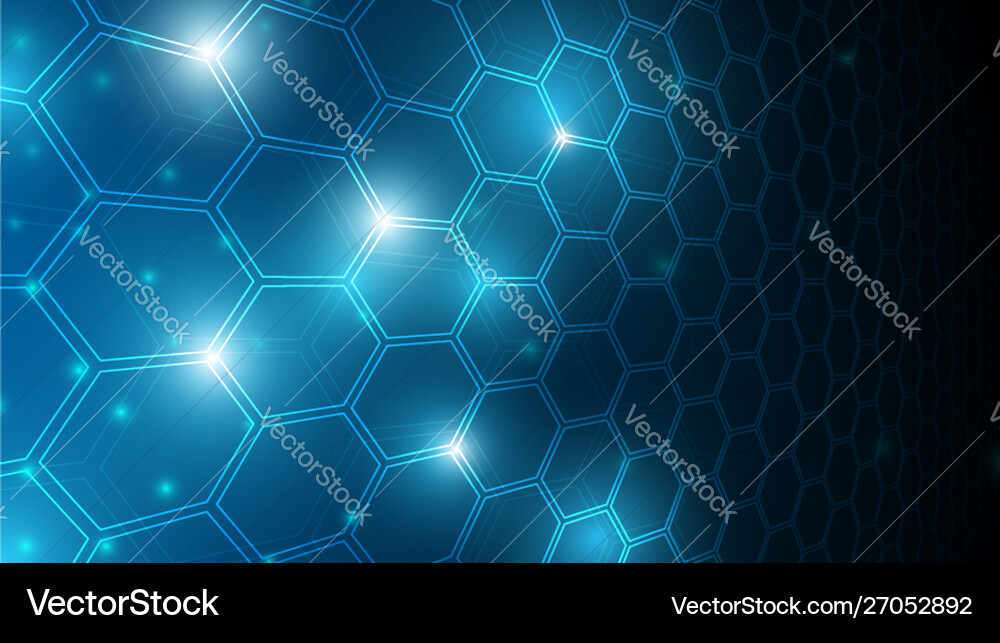 Blue abstract hexagon net technology Blue abstract hexagon net technology vector image