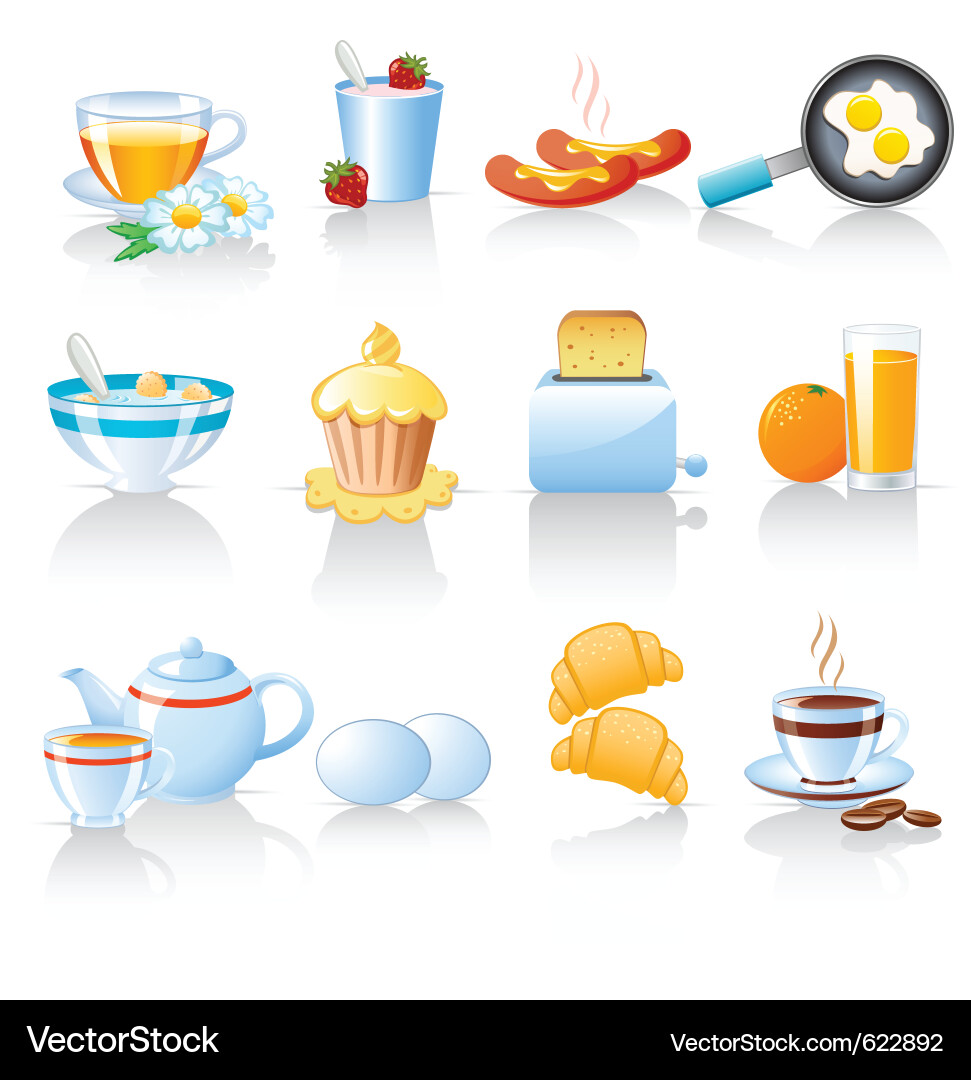 Breakfast Icons Set Vector Image