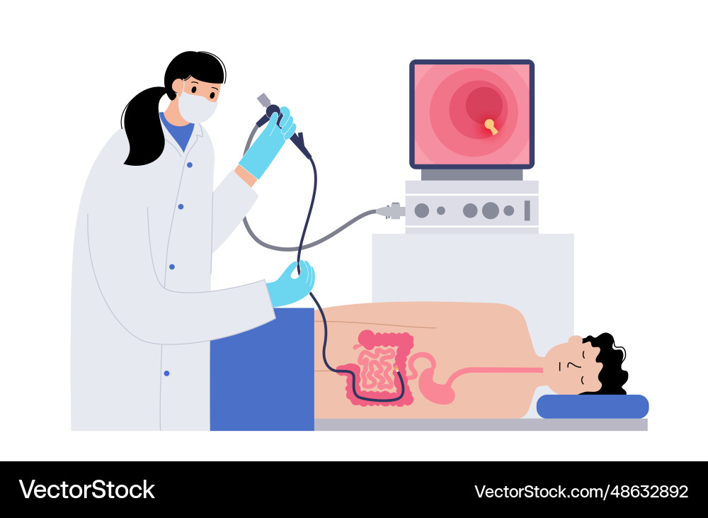 Colonoscopy medical procedure Colonoscopy medical procedure vector image