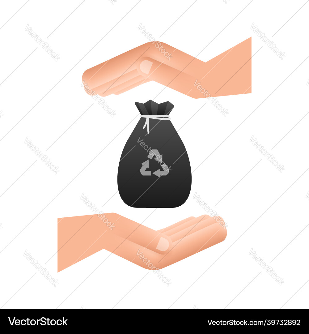 Garbage bag in hands icon trash stock vector image