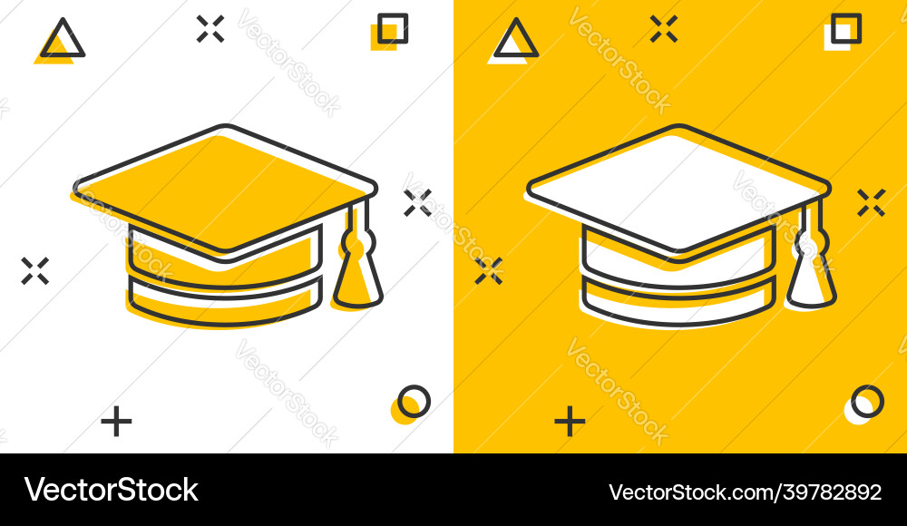 Graduation hat icon in comic style student cap Graduation hat icon in comic style student cap vector image