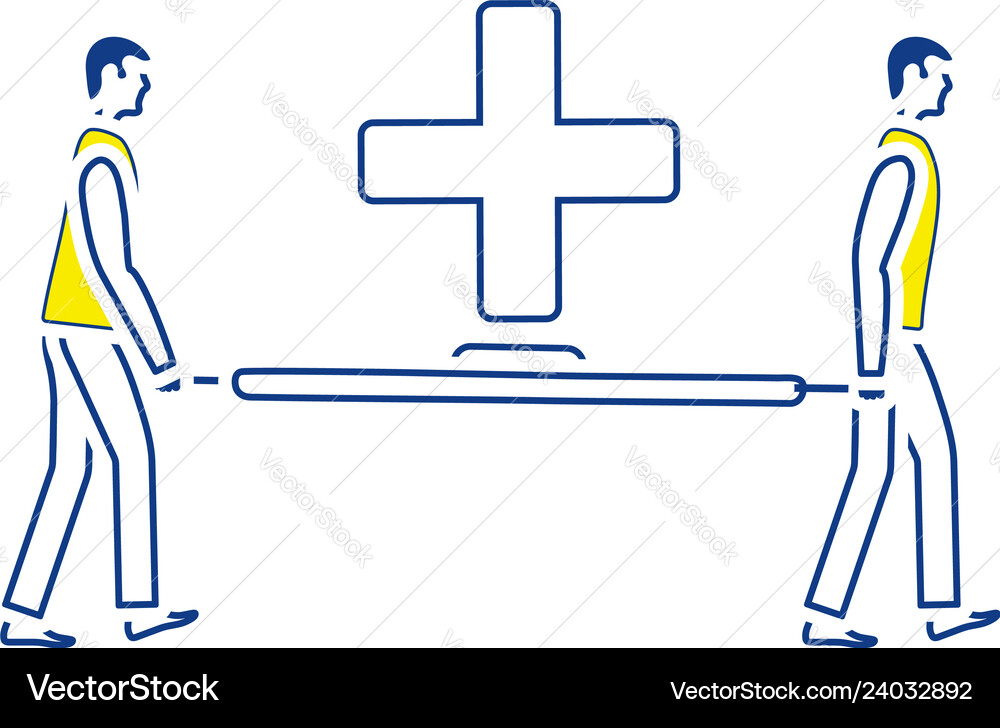 Icon von fußball medizinisches Personal mit Stretcher Icon von fußball medizinisches Personal mit Stretcher vektorbild