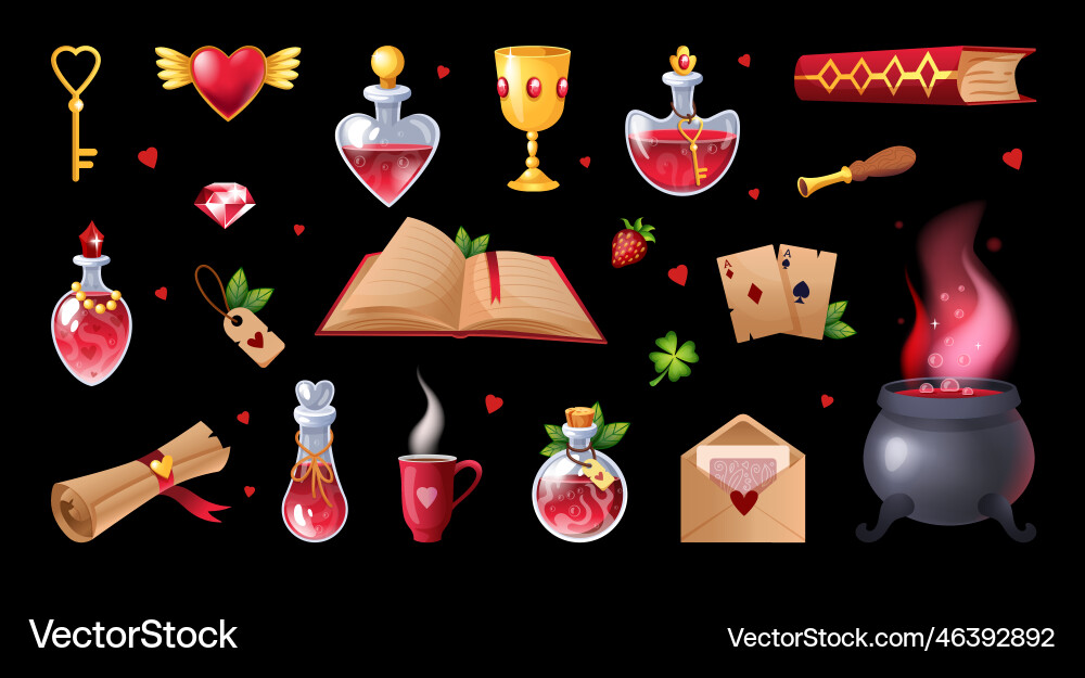 Magic love potions for valentine witch magical Magic love potions for valentine witch magical vector image