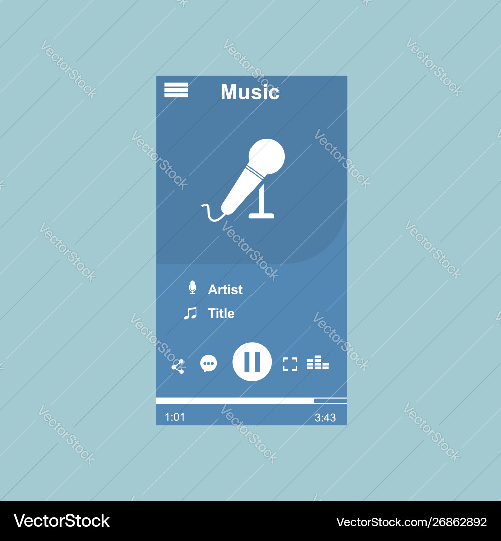 Media player application app template with flat Media player application app template with flat vector image