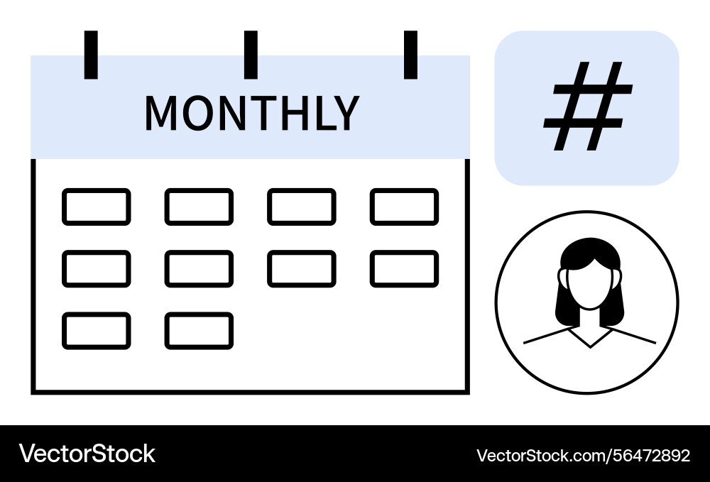 Monthly calendar with user profile and metadata Monthly calendar with user profile and metadata vector image