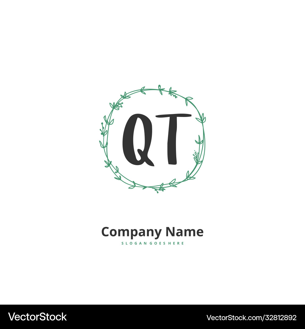 Q t qt initial handwriting and signature logo Q t qt initial handwriting and signature logo Vector Image