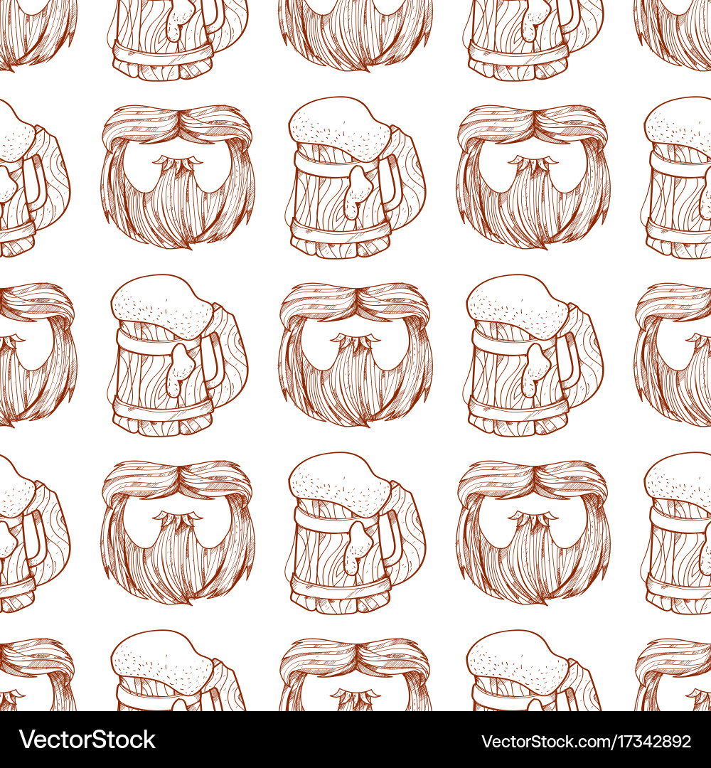 Seamless pattern with a mask beard and mustache vector image