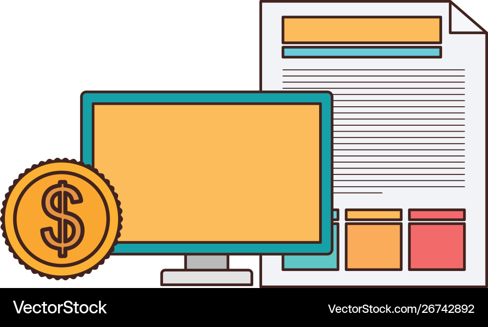 Set icons with computer screen in white Set icons with computer screen in white vector image